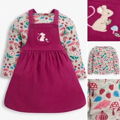 Jo Jo Maman Bebe VEGETABLE & MOUSE Pinafore Dress Set Outfit 6-12 Months RRP £24
