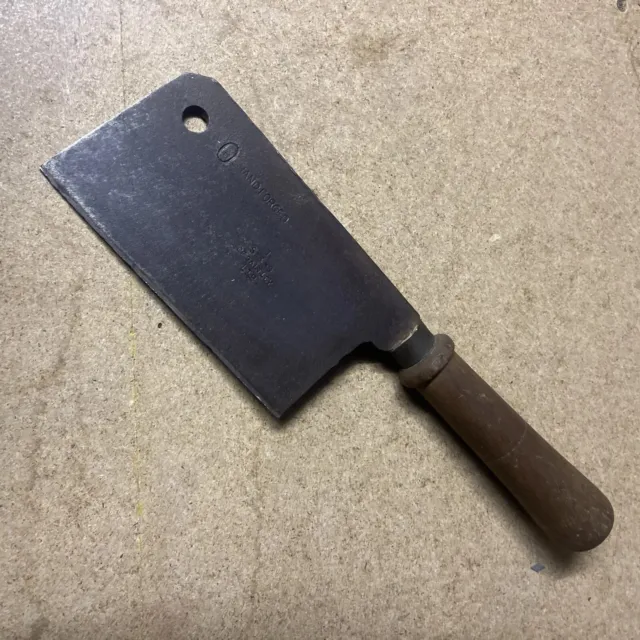 T. S & S of SALTLEY LTD. Vintage Meat Cleaver Knife Wood Handle