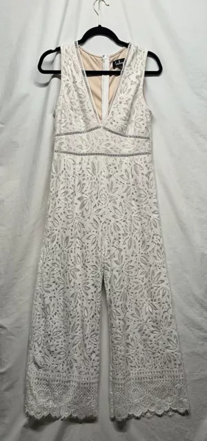 Lulus Formal Ivory Lace Jumpsuit Size Large New w/Small Defect