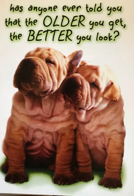 Birthday , Greeting Card, Adult Humor, Cute Dogs on front