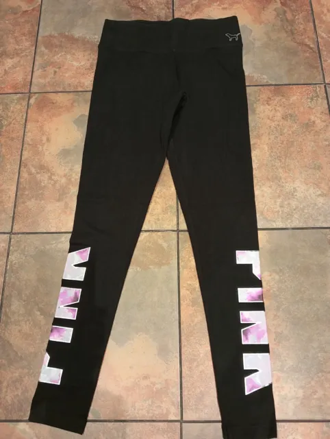 VICTORIA'S SECRET PINK Flat Waist Cotton Yoga Flare Pants Black