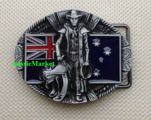 1 x mens belt buckle australian flag stockman rodeo cowboy farmer saddle jeans