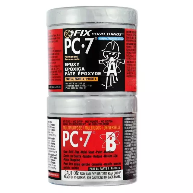 PC Products PC-7 Epoxy Adhesive Paste Two-Part Heavy Duty 1/2lb in Two Cans