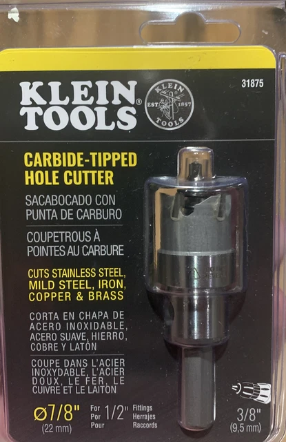 Klein Tools 31875 7/8 inch Carbide Hole Cutter Drill Bit