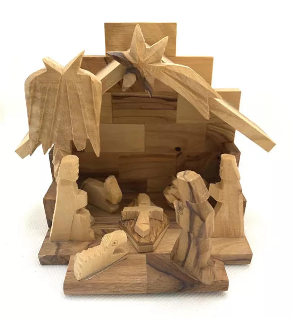 Ten Thousand Villages Hand Carved Olive Woods Nativity Scene Made in West Bank