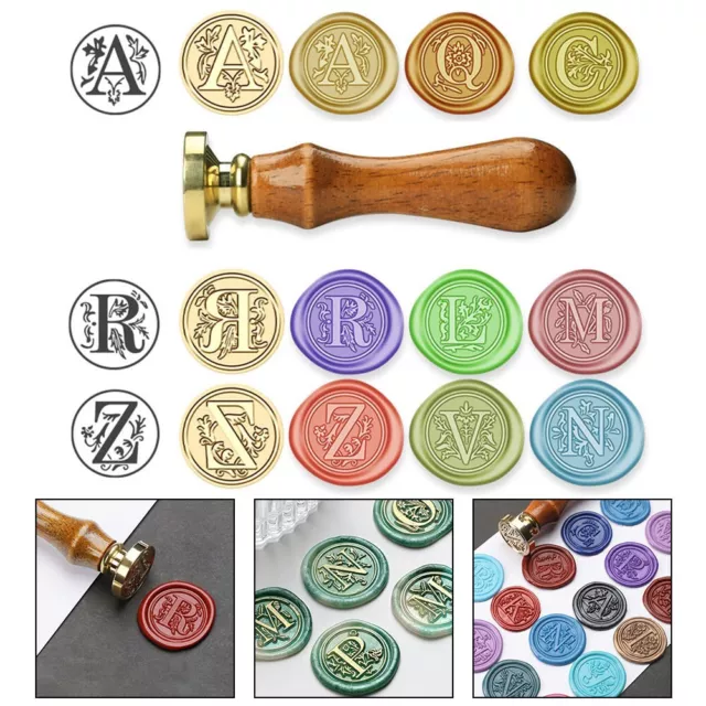 Elegant Brass Head Wax Seal Stamp for Alphabet AZ with Botanical Initial