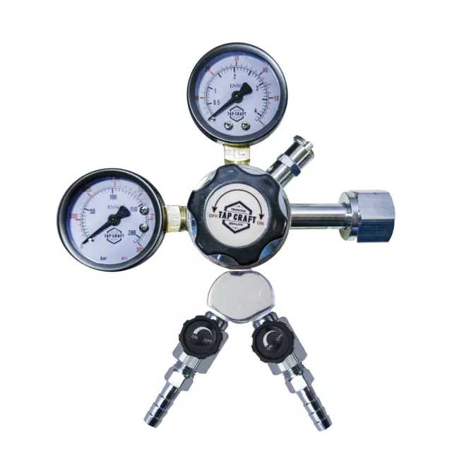 Co2 Regulator Dual Gauge Heavy Duty & Wye Splitter Draft Beer Homebrew Kegerator