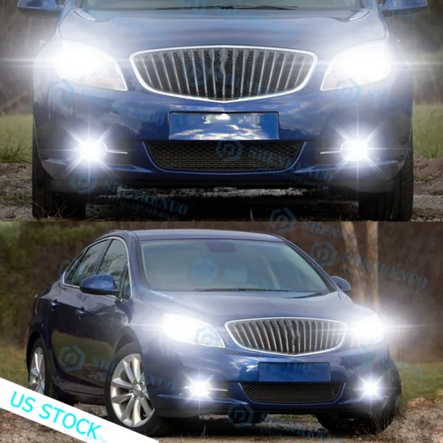 Combo 6x LED Headlight Hi-Lo Bulbs + Fog Lights 6K For Buick Verano 2013-2017