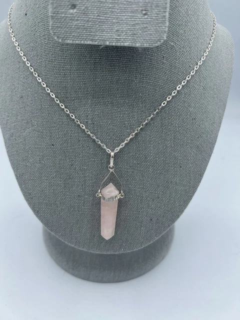 Crystal Necklace Gemstone Pendant Natural Chakra Stone Energy Healing with Chain