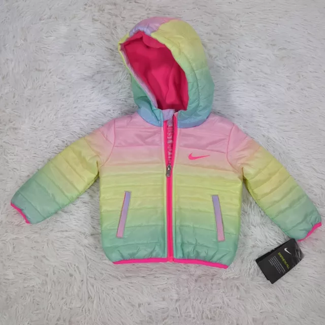 Baby Girl Nike Full-zip Midweight Puffer Winter Jacket Rainbow Size 12M G461-W6U