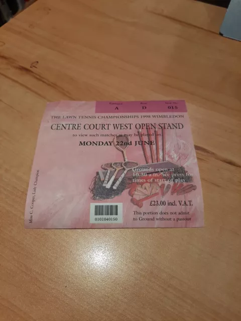 Wimbledon Centre Court 1998 ticket