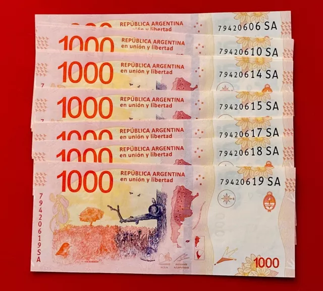 Argentina Note 1000 Pesos (2023) Pesce-Massa Suffix Sa P 366 Unc