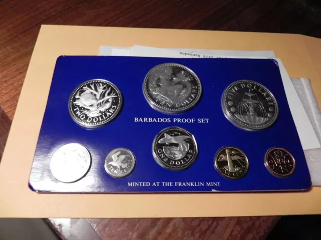 1976 Barbados, 10th Anniv. of Independence, 2 Silver Coins, 8 Coin Proof Set 