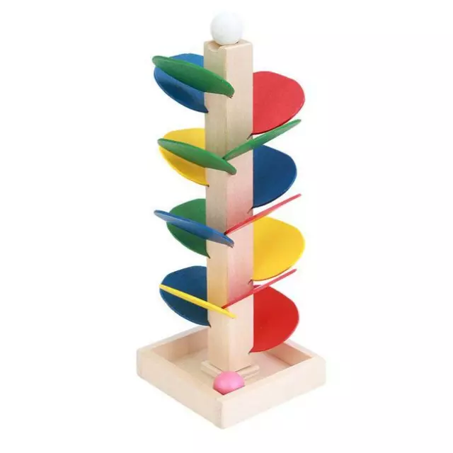 Kids Montessori Blocks Wooden Tree Marble Ball Run Track Educational Toy SPM