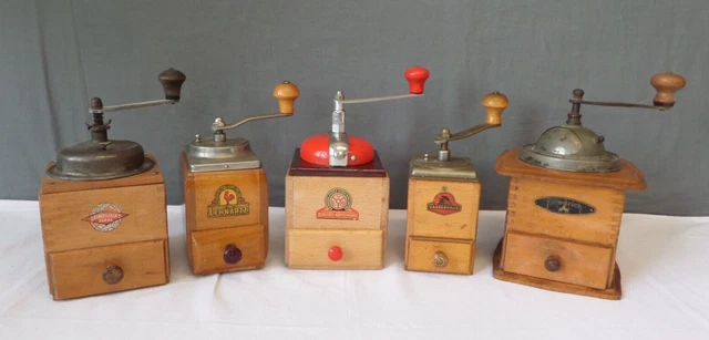 Konvolut 5 Kaffeemühlen Zassenhaus, Leinbrocks, Lehnarzt, Friedrich und VEB