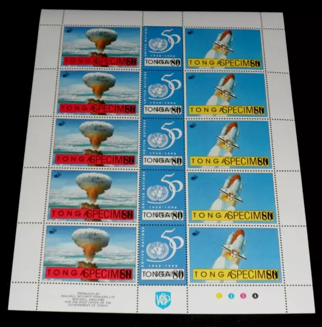 Tonga #906, 1995, U.n. 50 Aniversario. Mnh, Hoja De Muestras/15, Bonito Lqqk