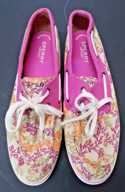 Sperry Top-Sider Coral Reef Sand Bright Canvas Womens 11 Boat Deck Shoe Hot Pink