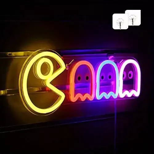 Pacman Neon Sign LED Lamp Pac Man Game Room Signs Dorm Bedroom Signs Wall Decor