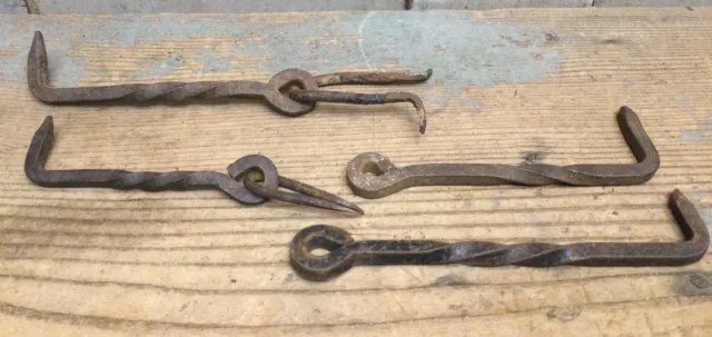 Antique Vintage Rustic Gate Barn Door Hooks Latch Twisted Iron