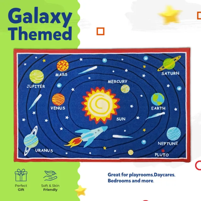 Baby Rug Solar System Planet Play Mat For Toddlers Children Learning Area Carpet