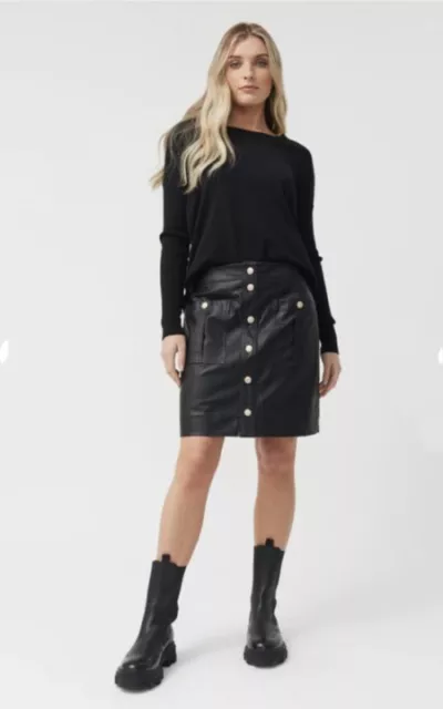 DECJUBA BNWT Leesa Black Vegan Faux Leather Mini Skirt - Size 14