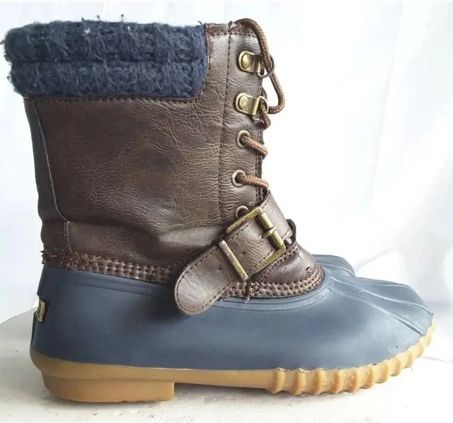Portland Boot Company Womens Duck Duck-D Rain Boots Blue Brown Rubber 7 M