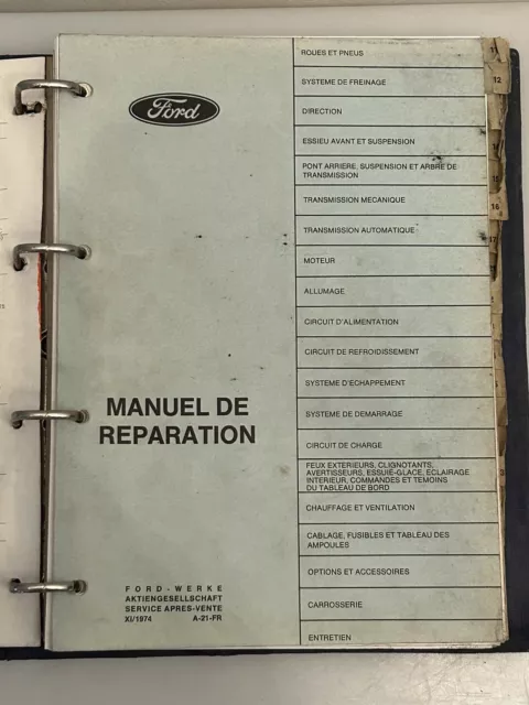 Ancien manuel de réparation, ford escort 1975, document officiel atelier, garage