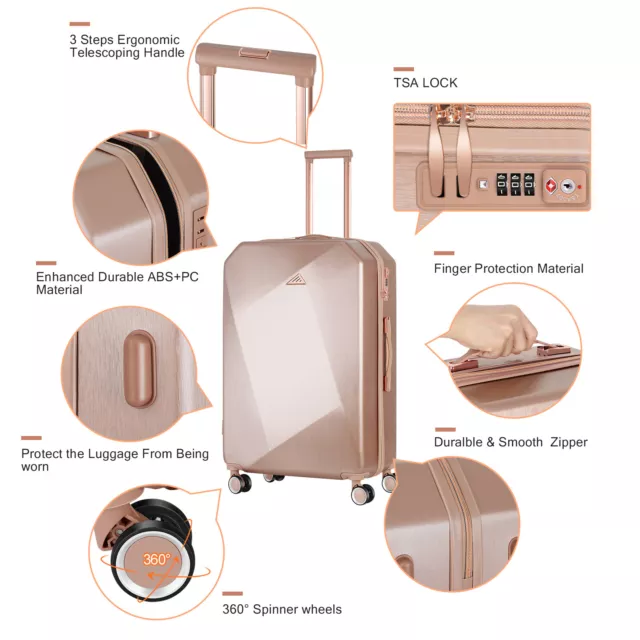 5Pcs Luggage Set Travel Suitcase w/Spinner Wheels Hardshell Lightweight TSA Lock 2