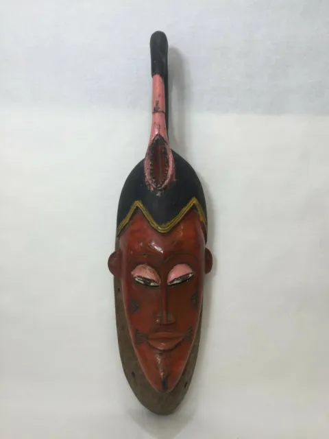 Vintage Large Handcarved & Painted African Wooden Mask, 28" Tall x 7" Widest