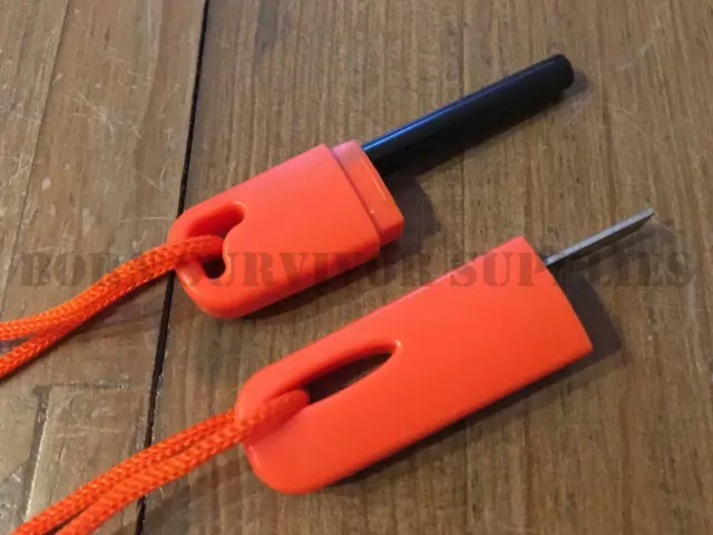 SURVIVAL FIRESTARTER Orange Firesteel Fire Starter Bushcraft Flint & Striker Kit