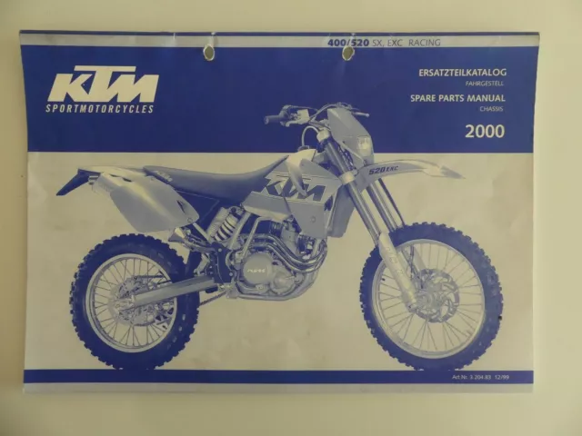 KTM 400 520 SX EXC Racing Spare Parts Catalog Part List Chassis Manual 2000
