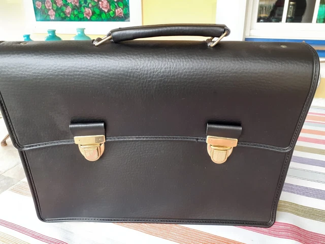Serviette Porte-documents Amiet En Nubuck Noir-gris - Très Bon état, Idéale Pour Le Bureau