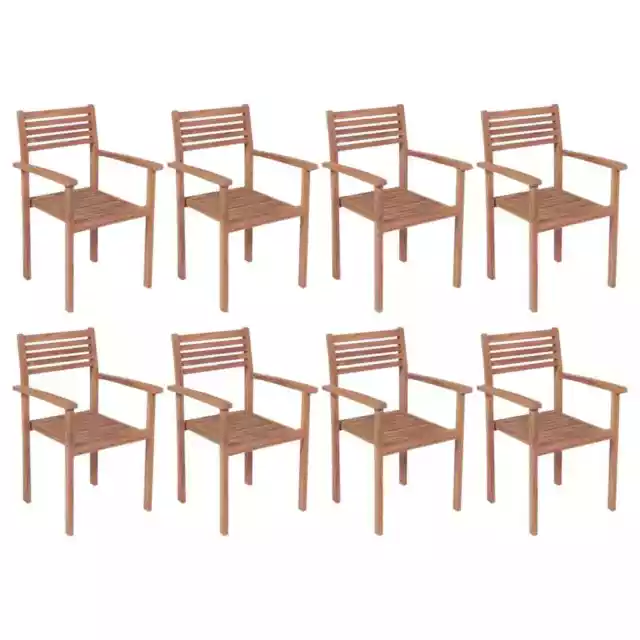 2x/4x Solid Teak Wood Stackable Garden Patio Outdoor Chair Seating vidaXL
