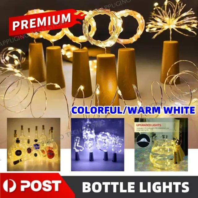 20 LED Fairy Light Wine Bottle String Lights Cork Copper Wire Christmas Decor AU