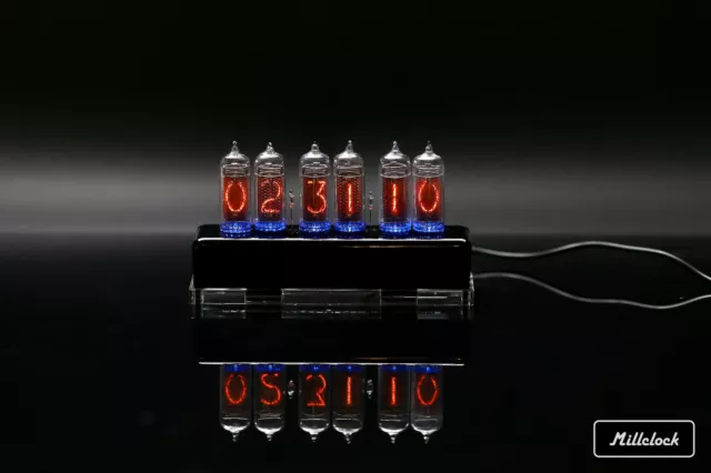 IN-14 NIXIE TUBE CLOCK ASSEMBLED ACRYLIC ENCLOSURE  ADAPTER 6-tubes by MILLCLOCK