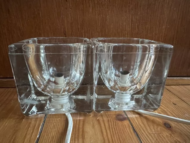 2x Lampe Ice Cube Peill & Putzler TA14 W.-Germany 70s 10x10x10cm WGP Düren Glas