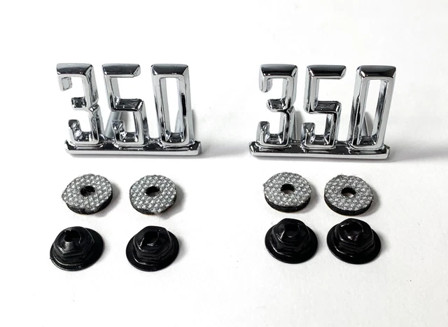 Pair Front "350" Fender Side Emblems For 1965-1967 Chevy Nova Chevelle Impala 2