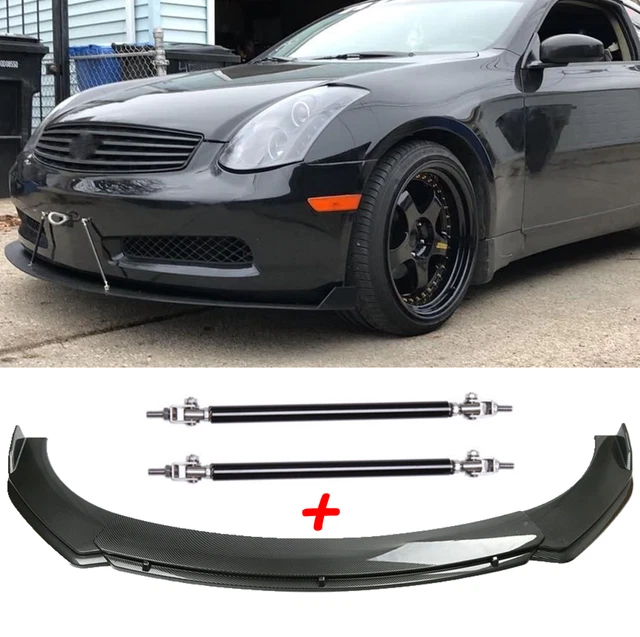 Carbon Fiber Front Bumper Lip Splitter Spoiler + Strut Rods For Infiniti G35 G37