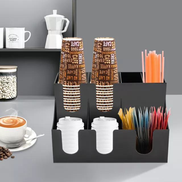 Cup Lid Dispensers Holder coffee Condiment Caddy Rack and office Organizer