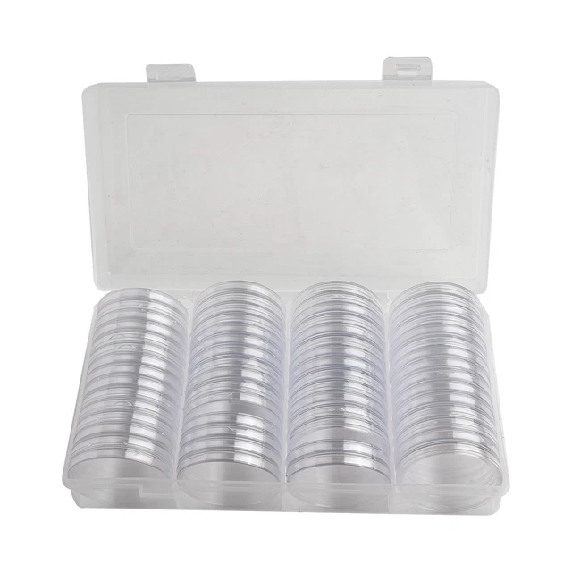 Boîte De Rangement Pour Capsules De Monnaie 41 Mm – 60 Pièces, Coussinets Réglables, Double Protection – Argentée
