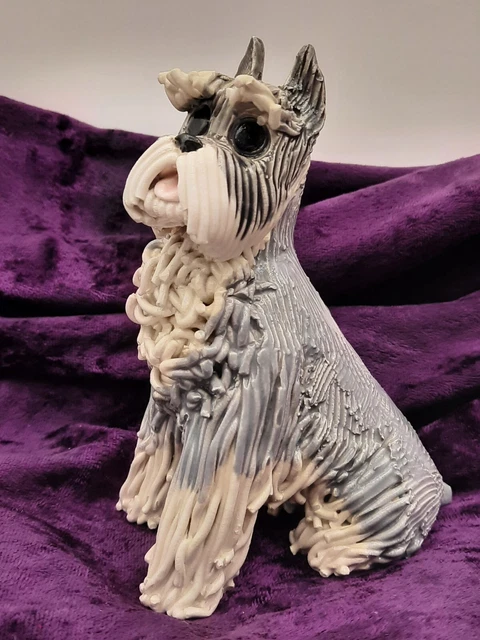 Vintage Spaghetti Ceramic Schnauzer Terrier Dog Sculpture Figurine