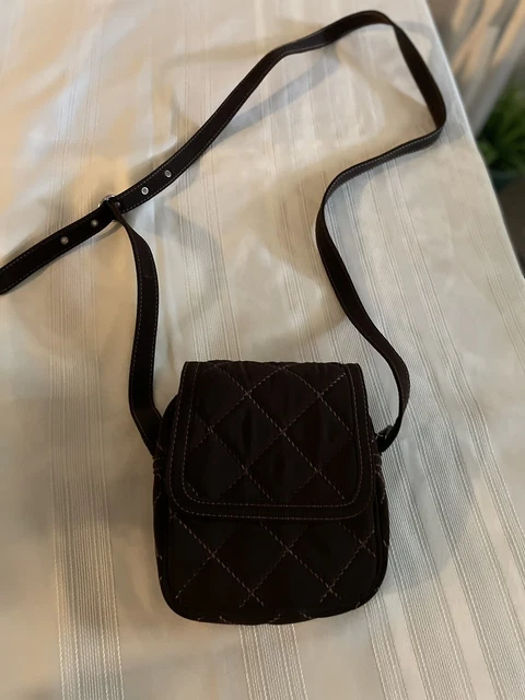 Vera Bradley Brown Quilt Mini Hipster Crossbody 6”x8” Adjustable Strap
