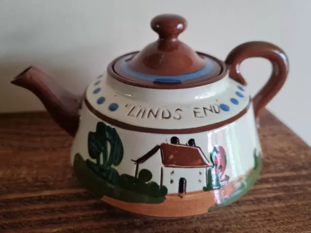 Vintage Royal Watcombe Devon Torquay Pottery 1950s Lands End Motto Ware Teapot