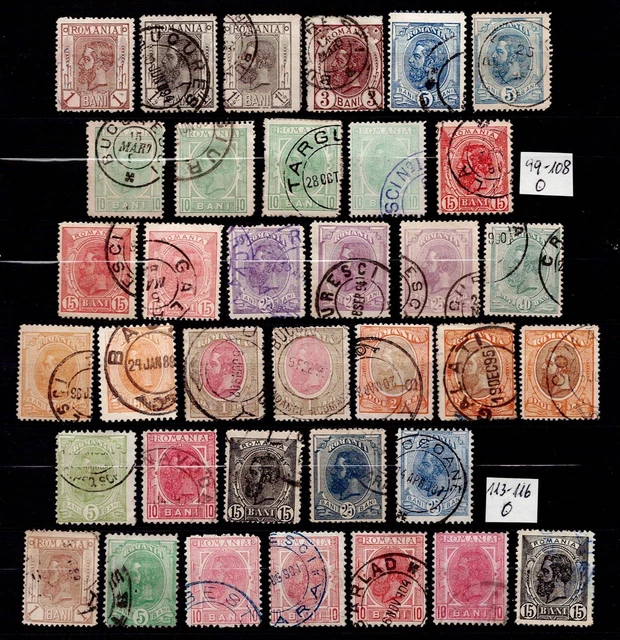 Rumänien ex MiNr.: 99 - 144, Lot mit 61 Marken gestempelt, ansehen.
