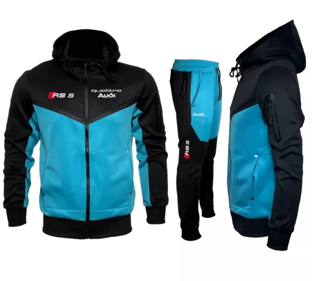 nouveauté homme 2024 survêtement noir turquoise logo rs5 Audi Quattro T230-A