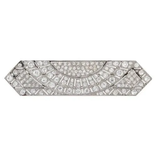 Awesome Rectangular Shape Design with Single Cut White Stone Silver Brooch