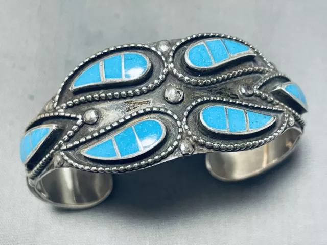 One Of The Coolest Vintage Zuni Turquoise Sterling Silver Bracelet