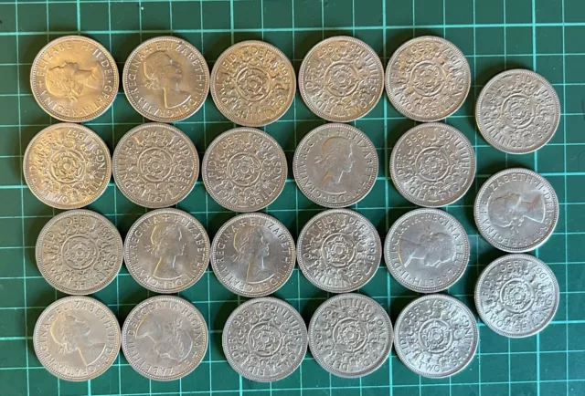 23 x ELIZABETH II TWO SHILLING Coins Joblot