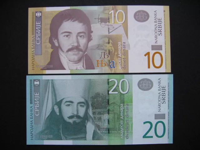SERBIA  10 + 20 Dinara 2006  (P46a + P47a)  UNC