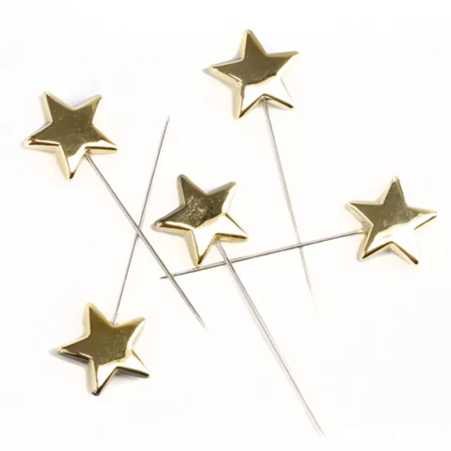 Agujas de Rosa Perlas 24x Chinchetas Advent Shiny Estrella Oro